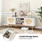 Costway TV Stand for 55-Inch TVs with 2 Drawers & Bamboo Woven Fronts Solid Wood Legs White